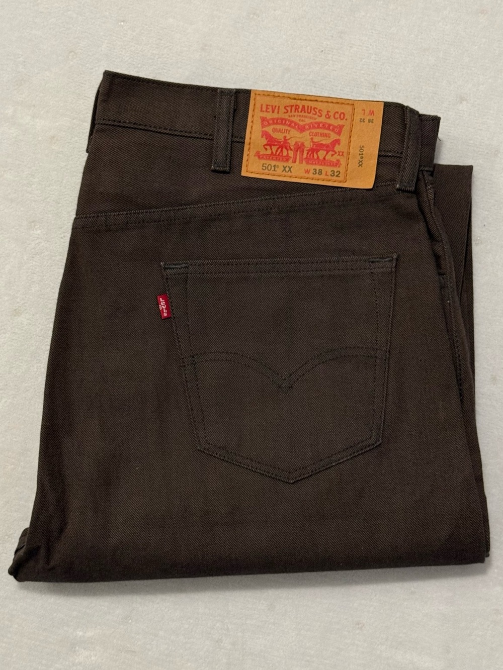 Levi’s 501 XX Brown Denim Jeans Mens 38x32 Straight Leg Button Fly Classic Fit